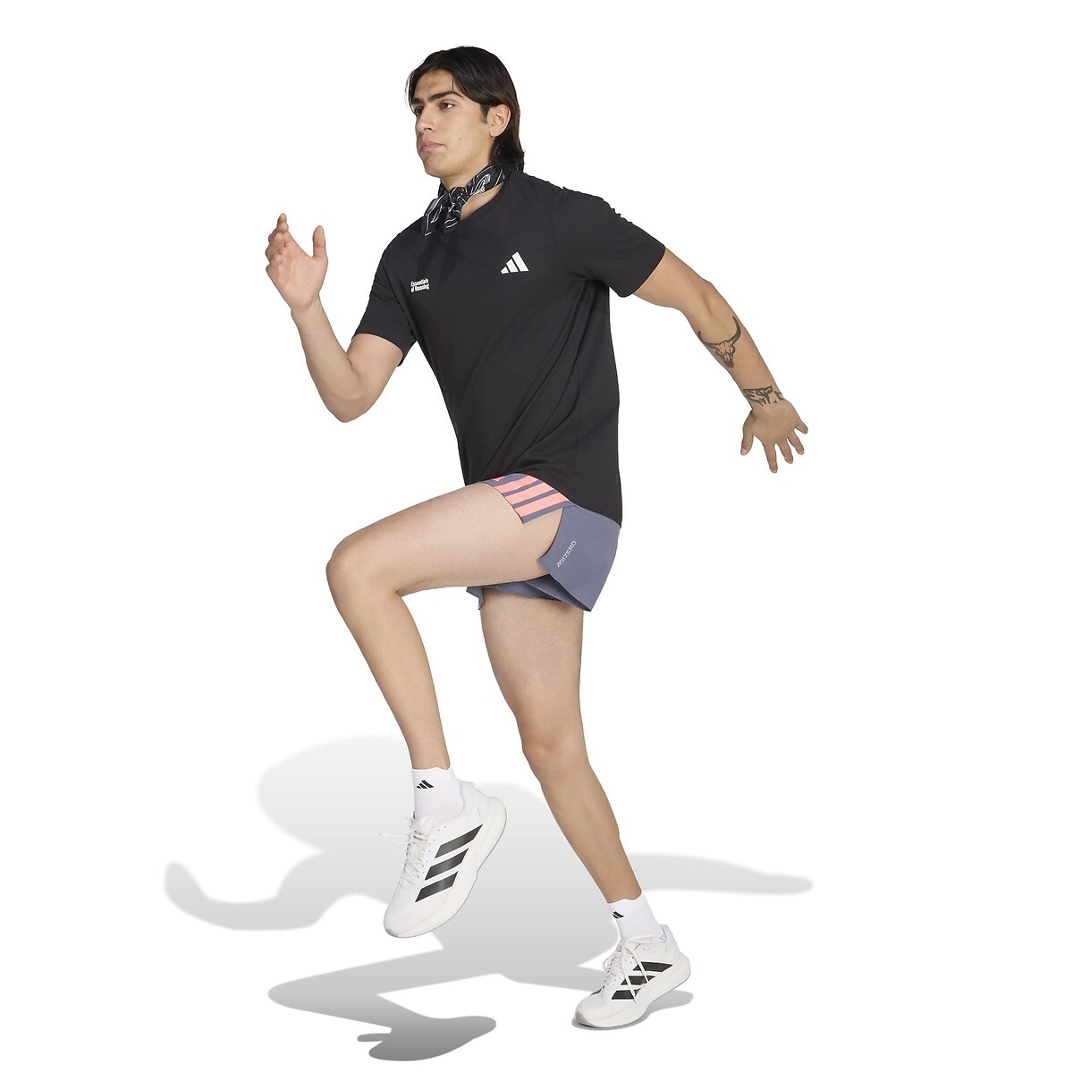 Short de running, slim, ADIZERO gris/rouge, adidas Performance