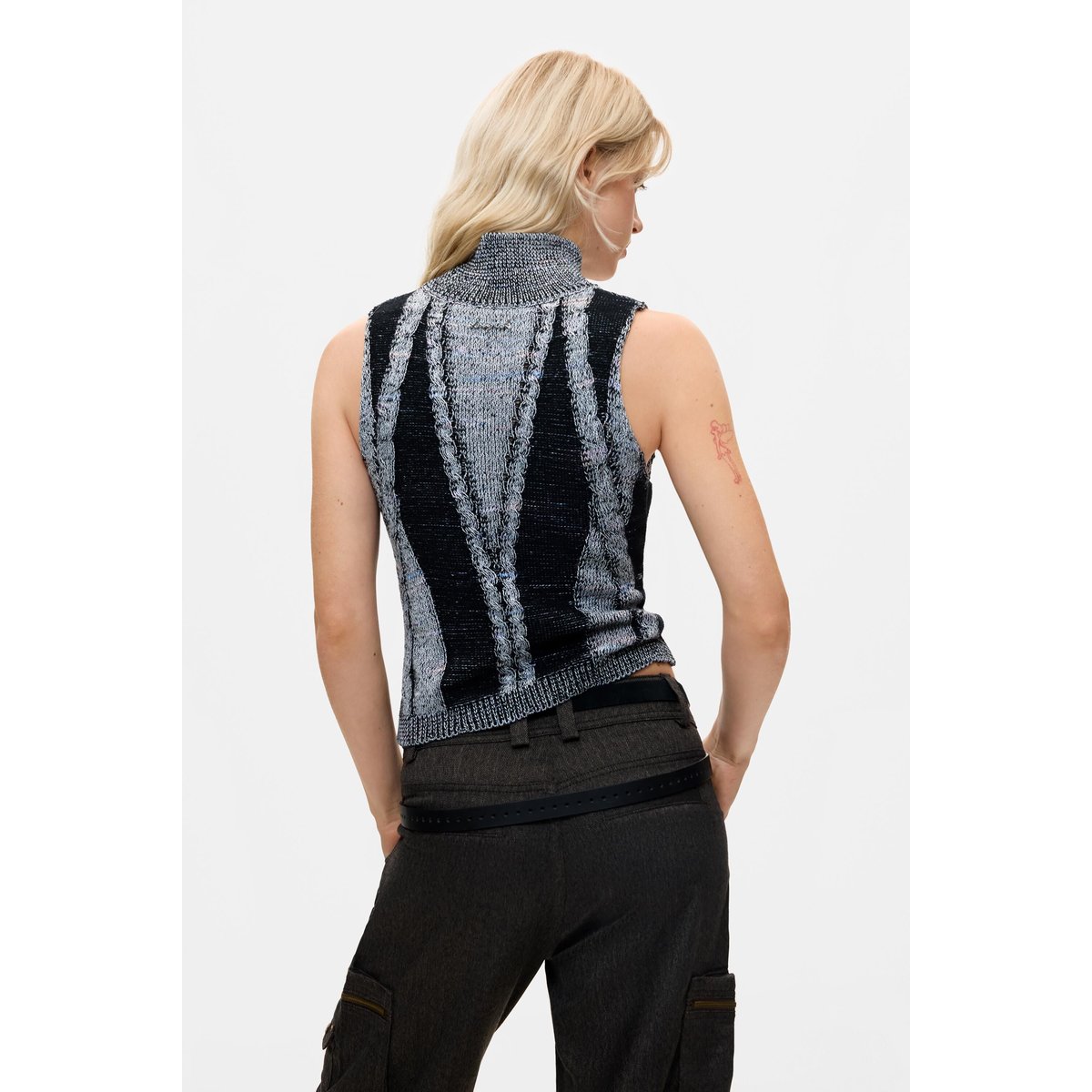 Débardeur à col roulé gris, DESIGUAL