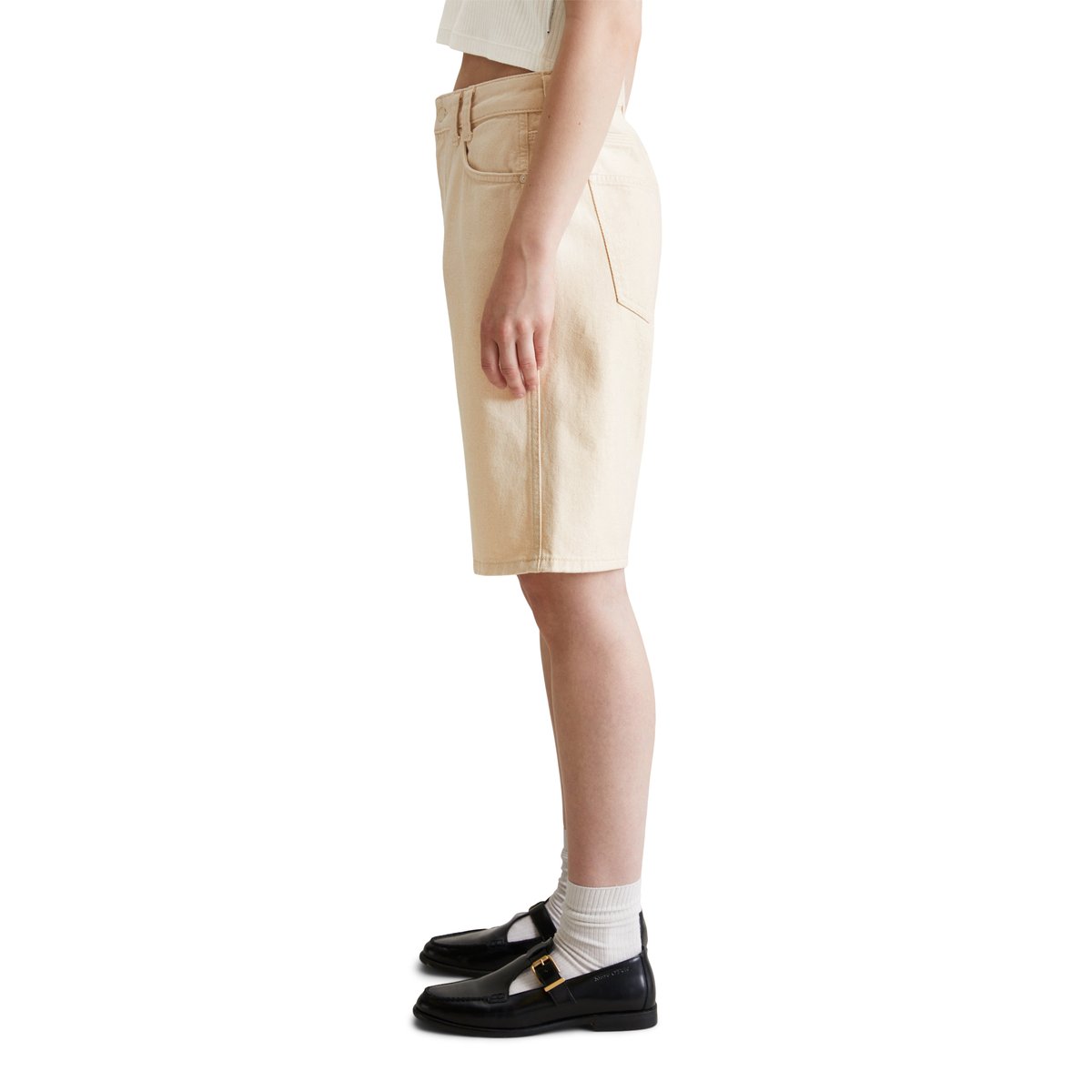 Bermuda modèle Jonnda relaxed en denim rigide sans élasthanne blanc, MARC O’POLO DENIM