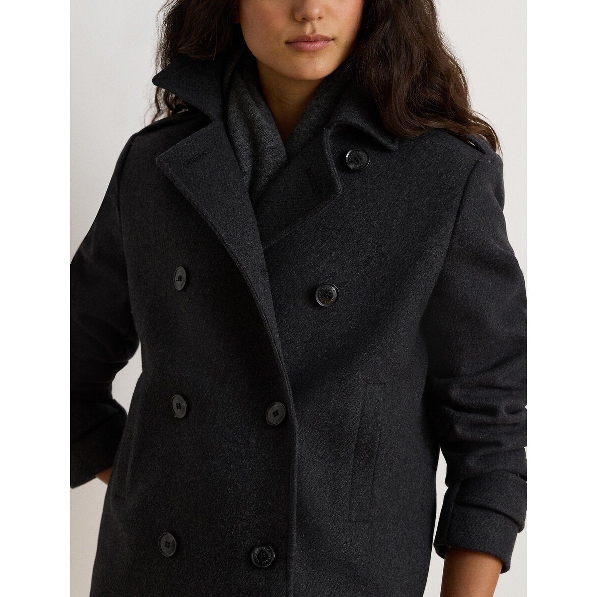 Cappotto corto a doppio petto grigio, LAUREN RALPH LAUREN
