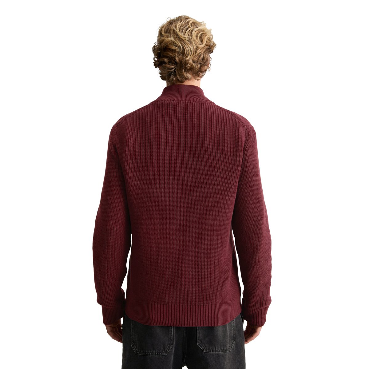 Pull à col roulé en maille, coupe classique en coton bio tout doux rouge, MARC O’POLO DENIM