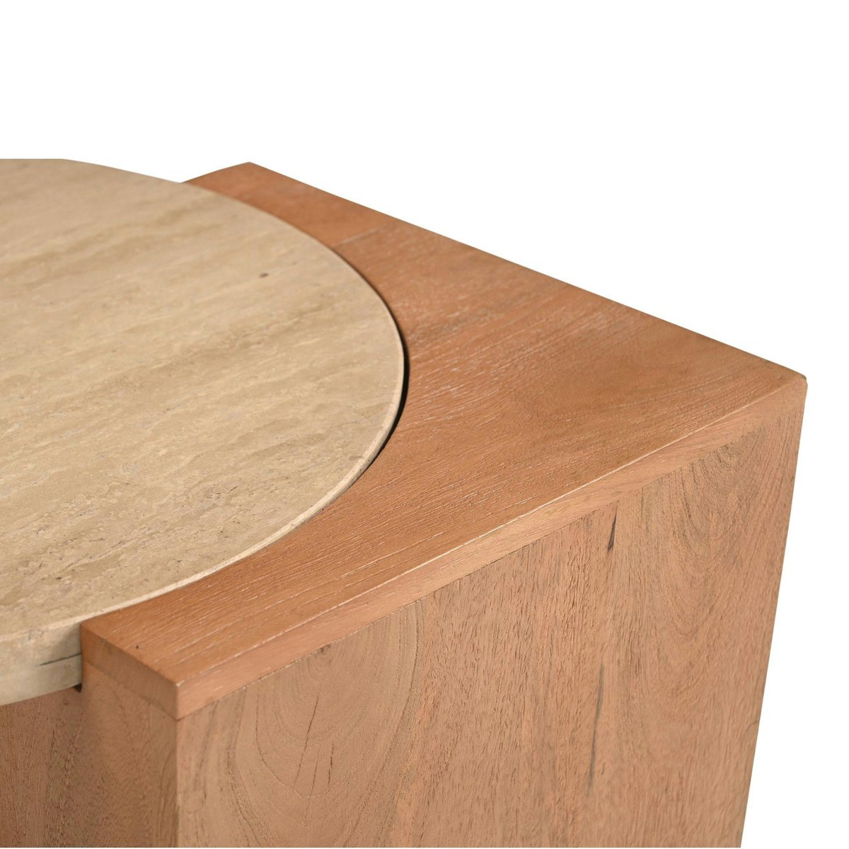 Petite table basse travertin et bois design DUOMO beige, PIER IMPORT