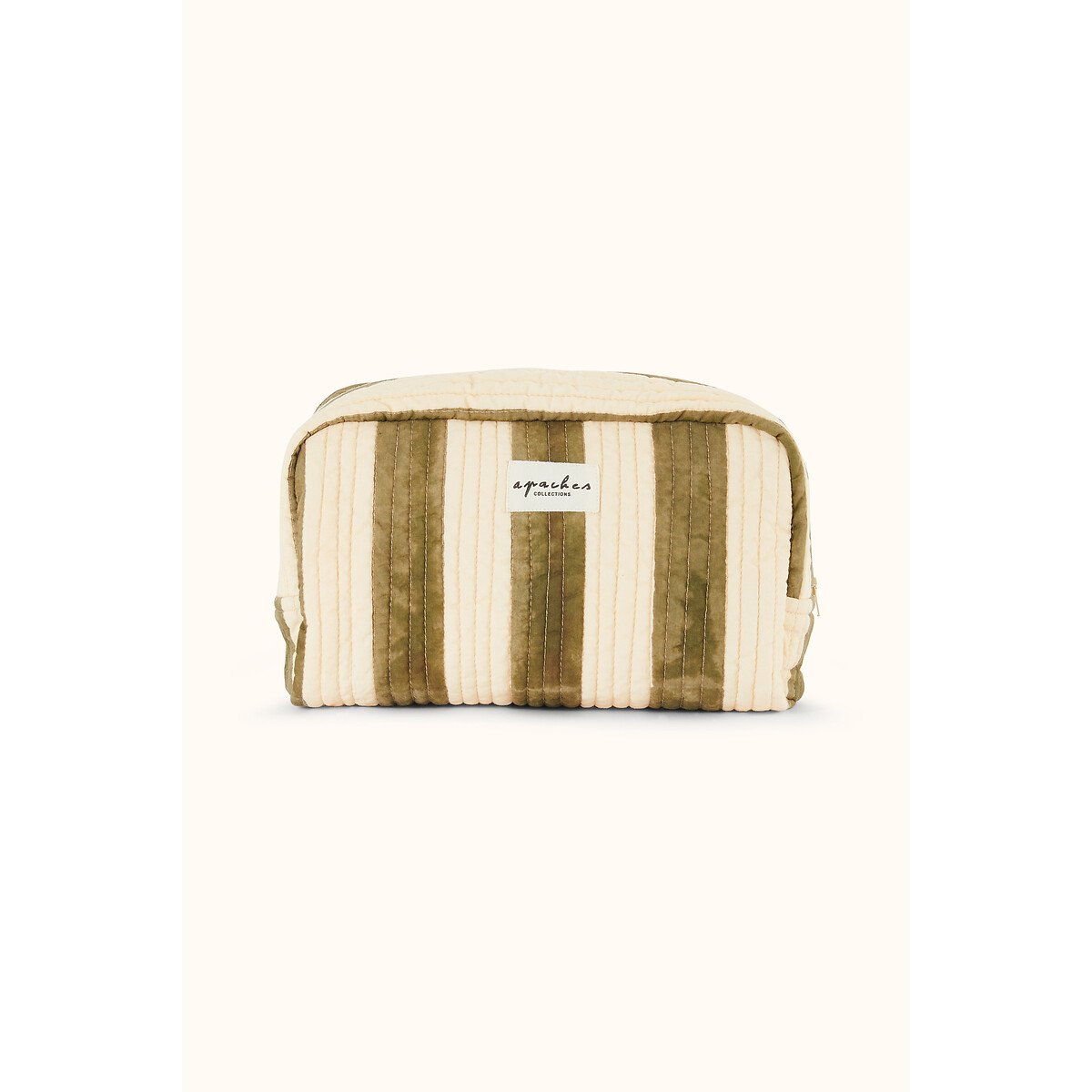 Grande trousse de toilette à rayures, GAYANE lichen, APACHES COLLECTIONS