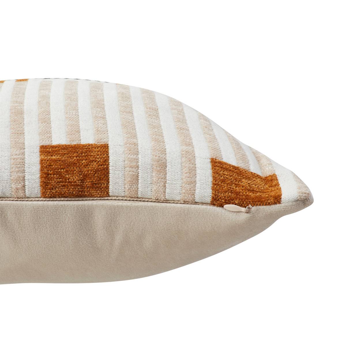 Coussin déhoussable en jacquard JANGWA beige lin, ATMOSPHERA