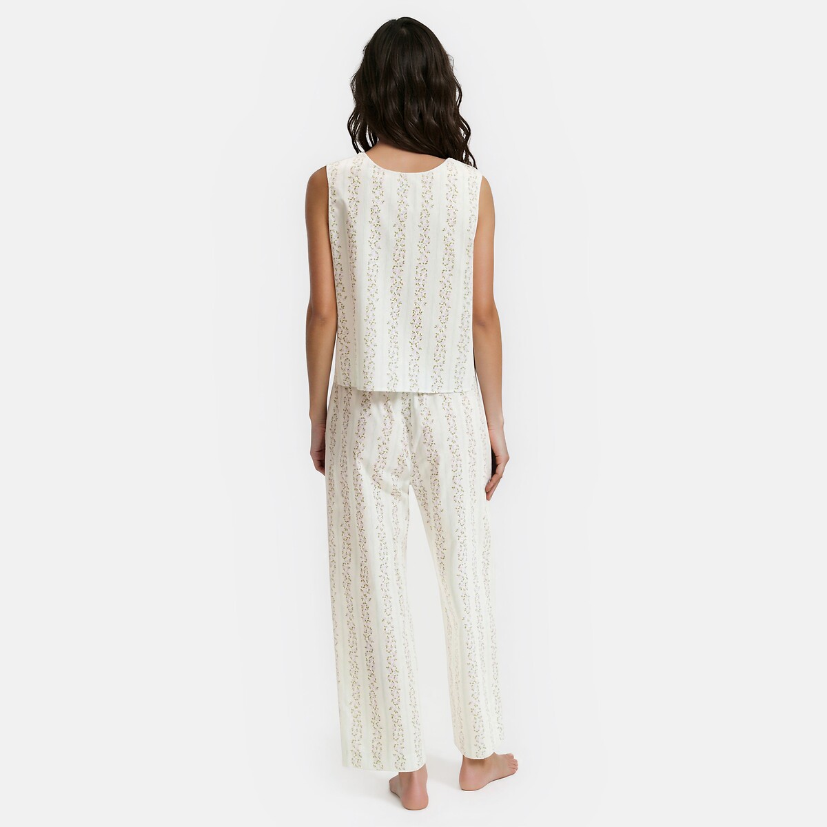 Pyjama imprimé, sans manches, pur coton imprimé, LA REDOUTE COLLECTIONS