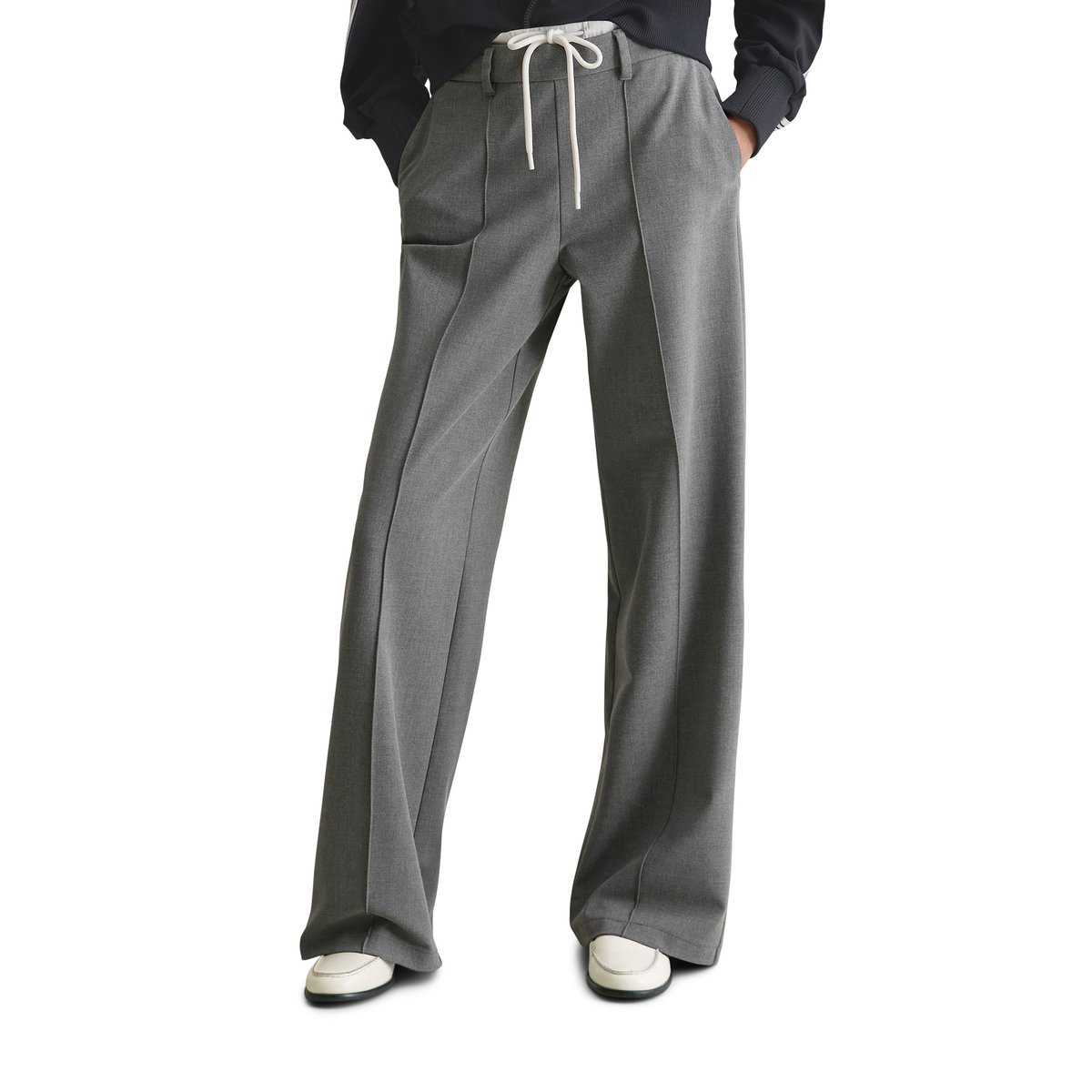 Pantalon deux-en-un loose en doux mélange de viscose et de coton gris, MARC O’POLO DENIM