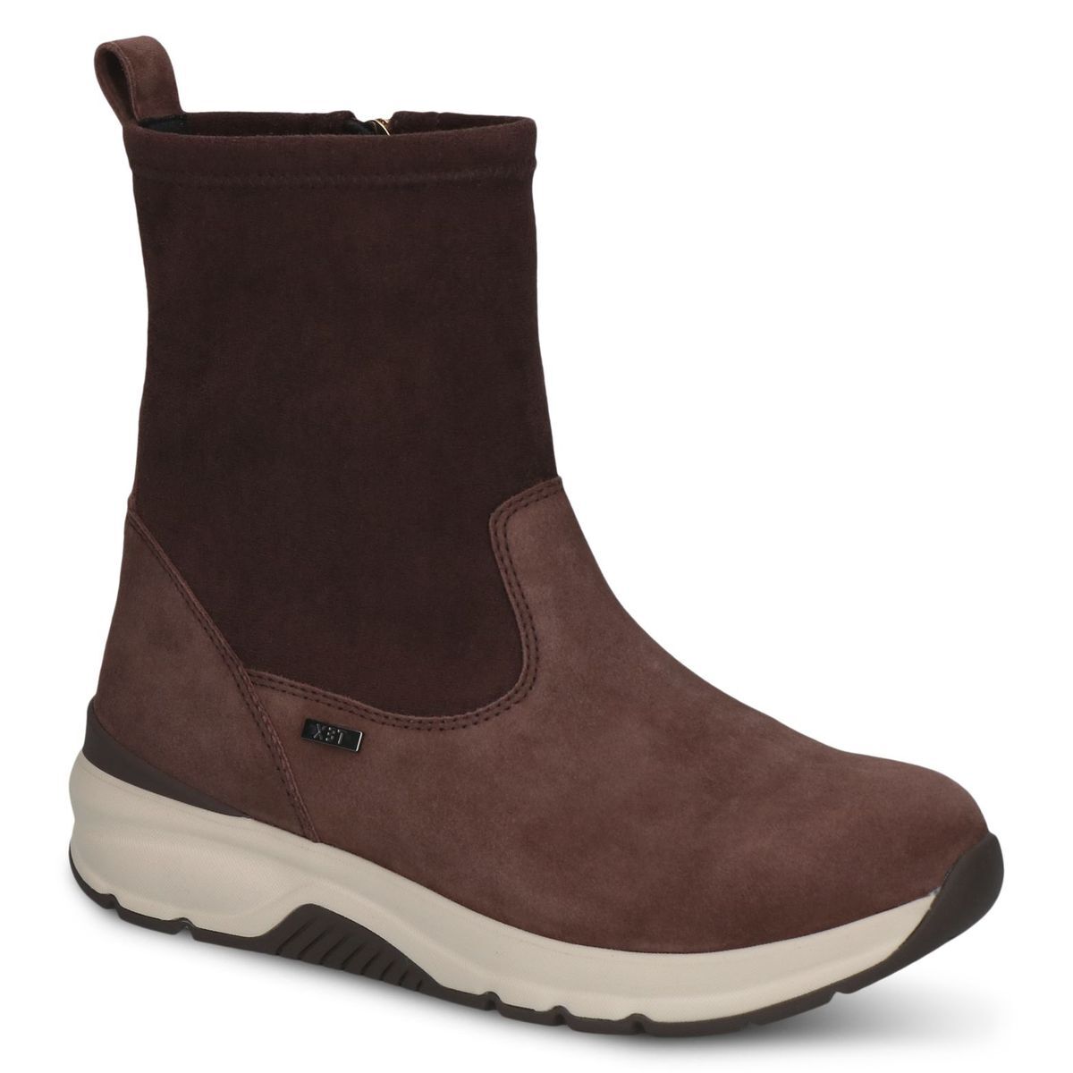 Bottine à talon marron foncé combiné, CAPRICE