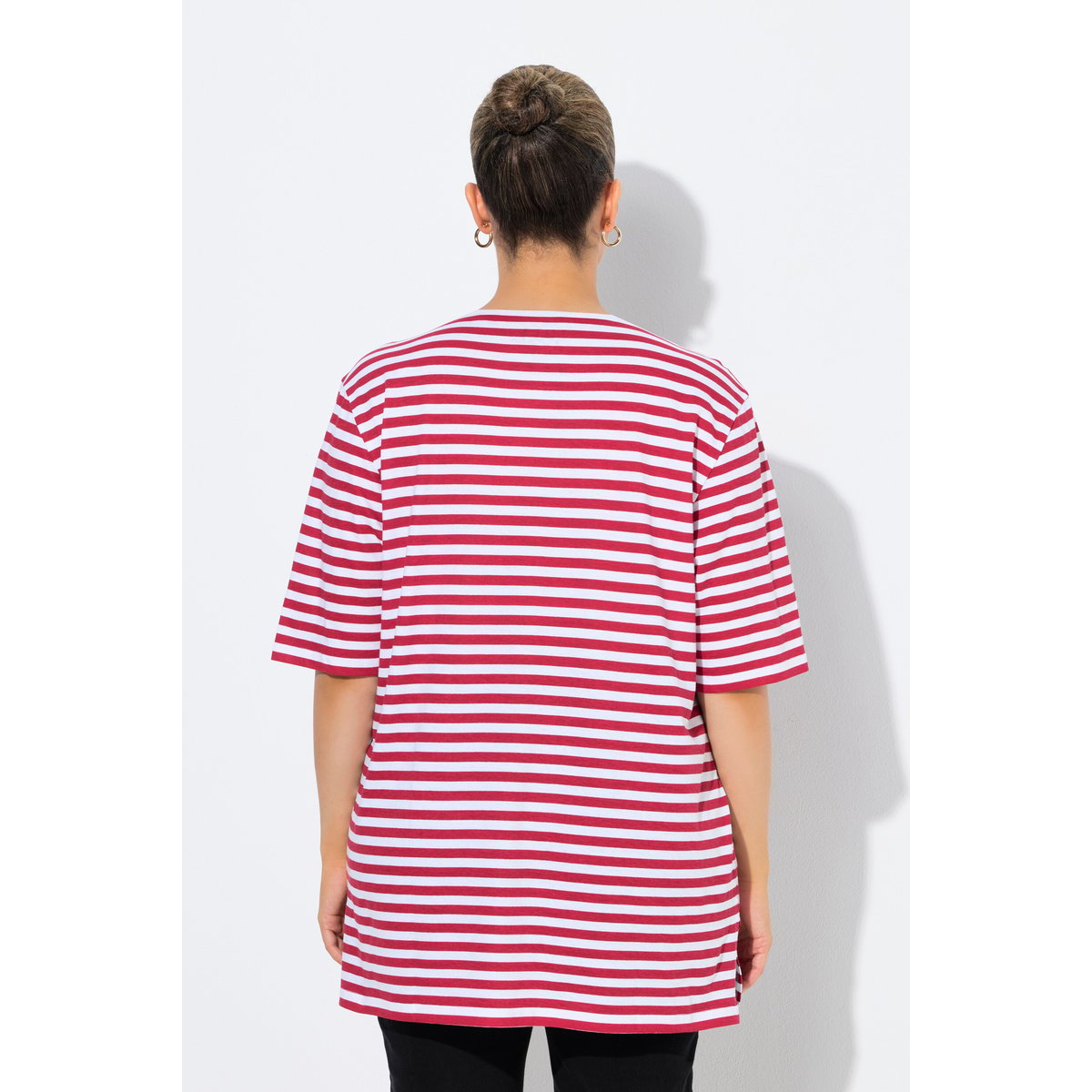 T-shirt rayé, col rond et manches courtes litchi, ULLA POPKEN