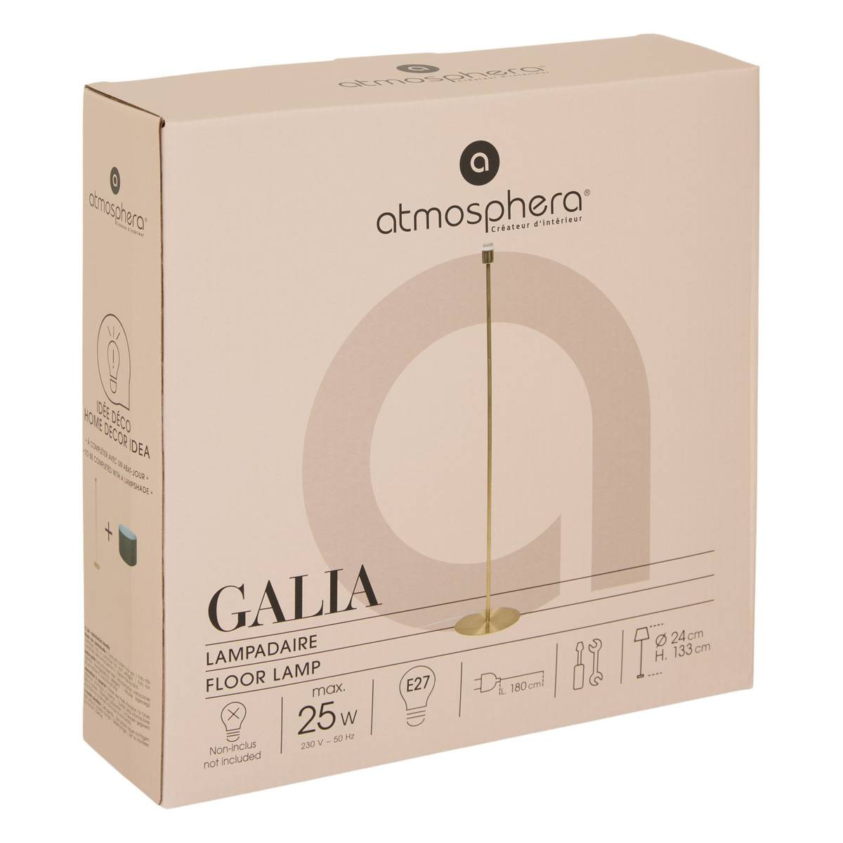 Pied de lampadaire en acier GALIA doré, ATMOSPHERA