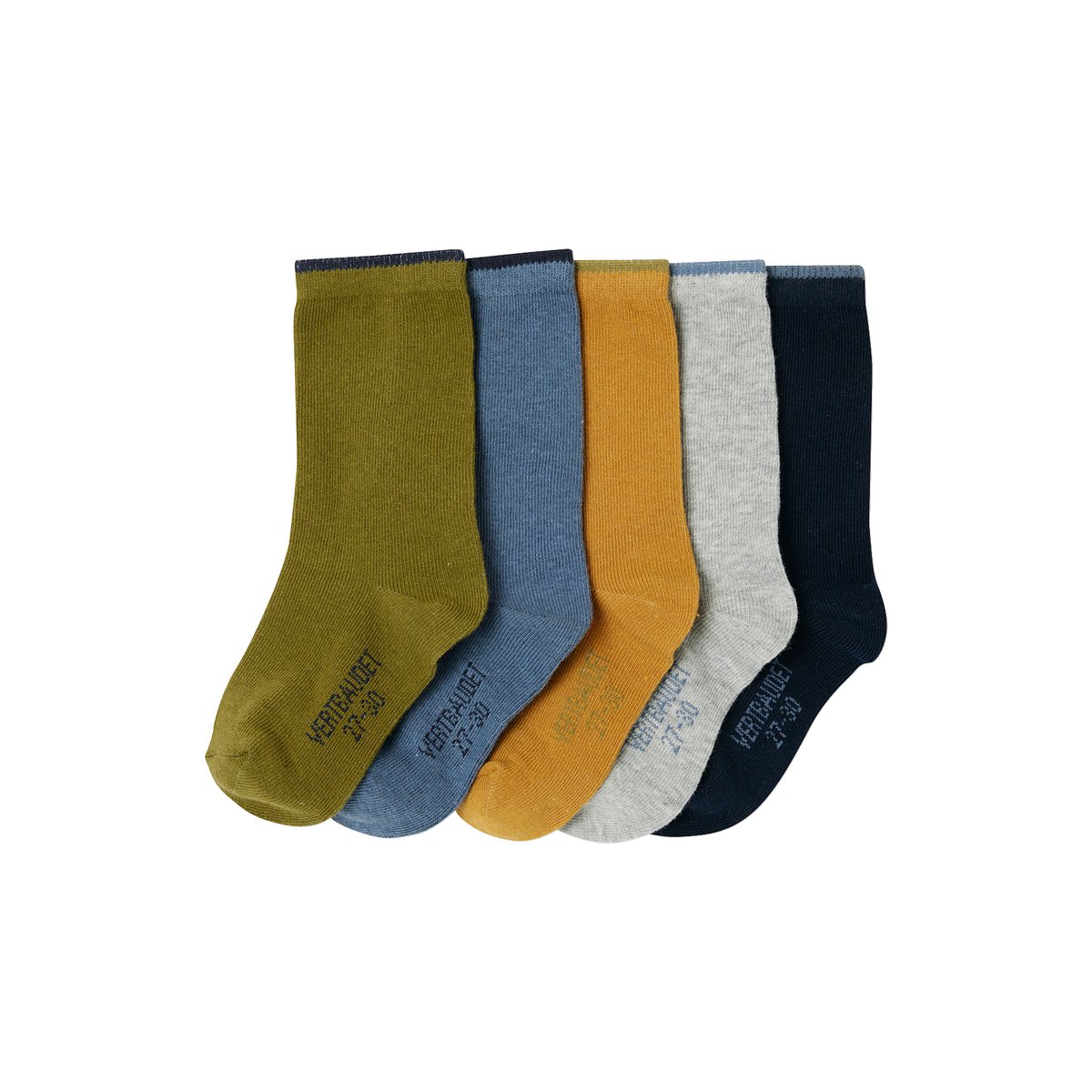 Lot de 5 paires de chaussettes Basics olive, VERTBAUDET