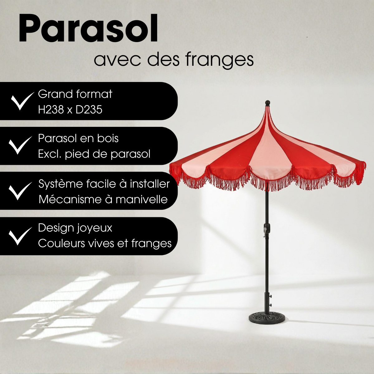 Parasol KIM rouge, MICA DECORATIONS
