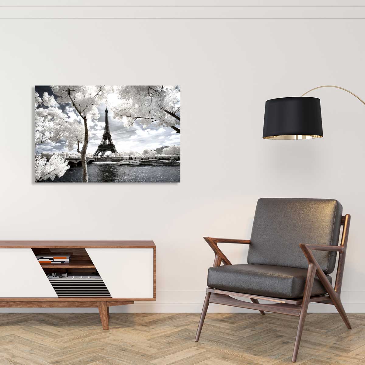 Tableau paris tour eiffel blanche tableau alu dibond, HEXOA