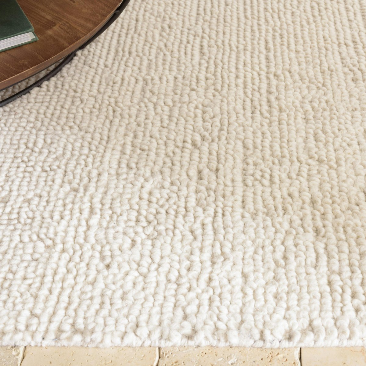 Tapis rectangulaire 200 x 290 laine bouclée ivoire ecru, PIER IMPORT