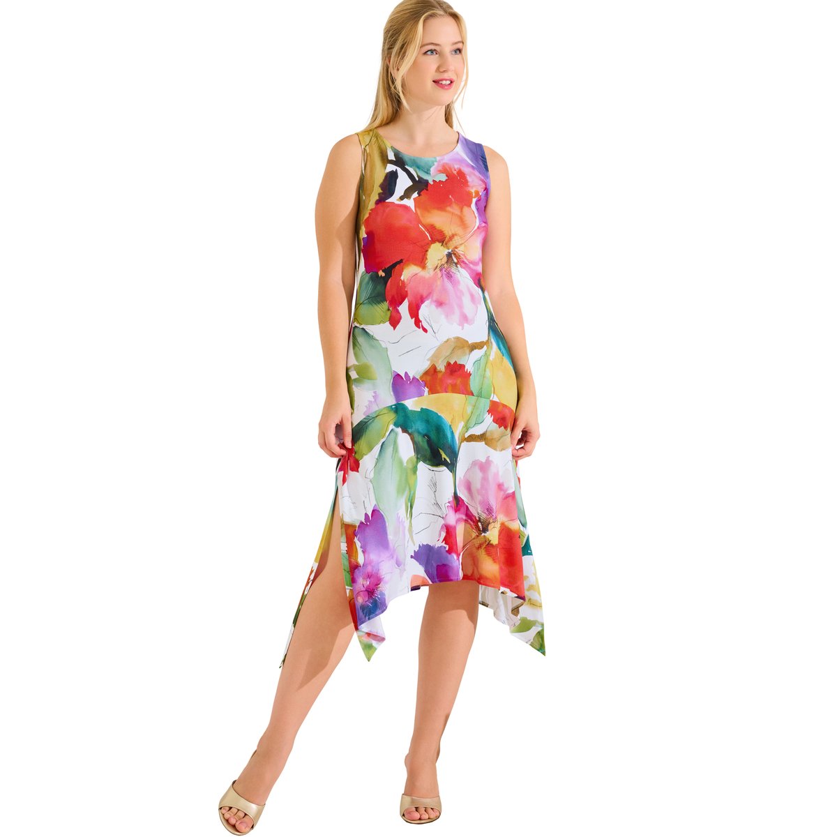 Robe estivale mi-longue sans manches ROMA blanc, LISCA
