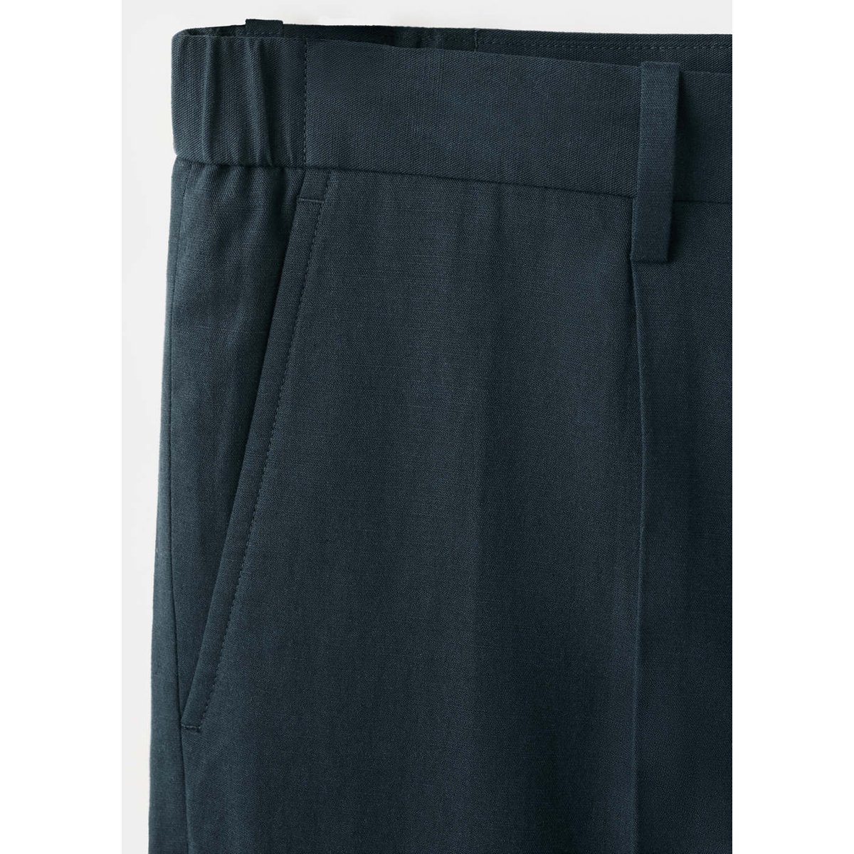 Pantalon slim-fit mélange de lin lyocell bleu marine, MANGO MAN