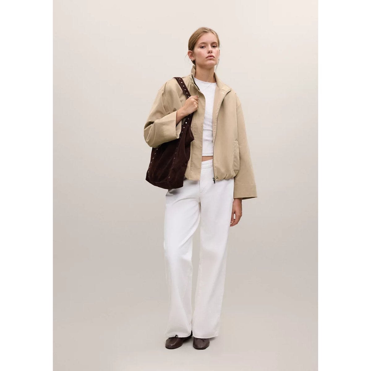 Trench style bomber beige, MANGO TEEN