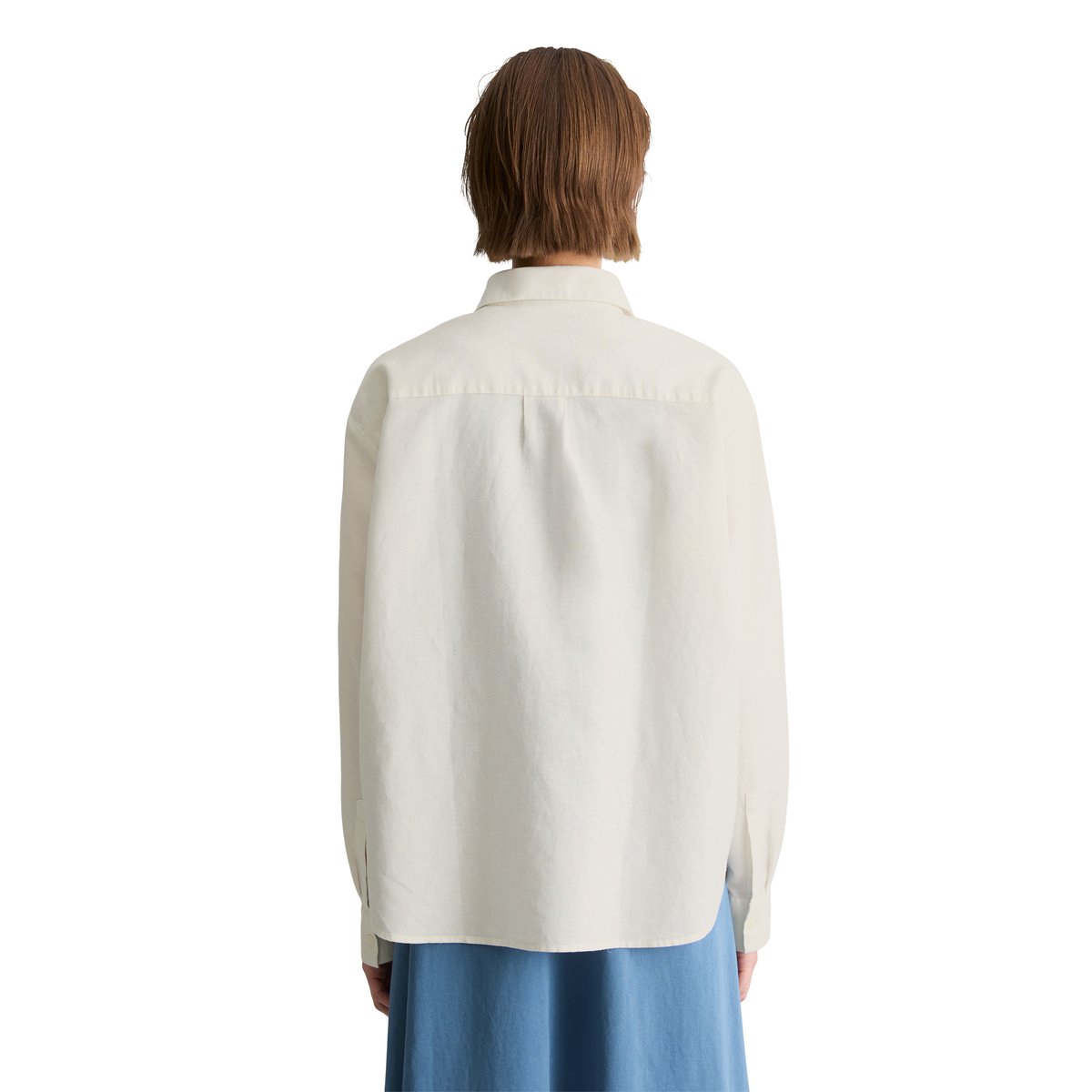 Blouse relaxed en mélange de lin et de coton blanc, MARC O’POLO DENIM