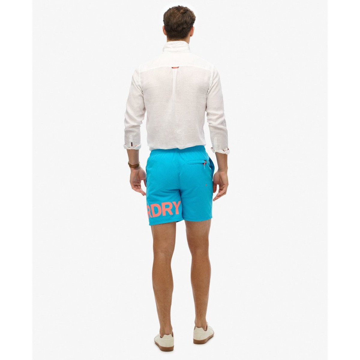 Short de bain à motif longueur 43 cm bleu hawaï, SUPERDRY