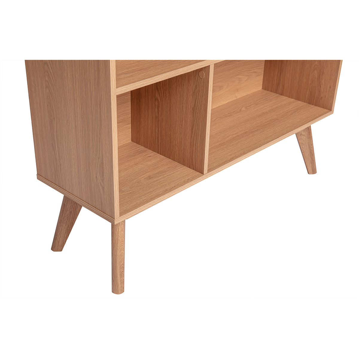Bibliothèque scandinave en bois clair chêne 8 casiers L110 cm INGRID chêne clair, MILIBOO