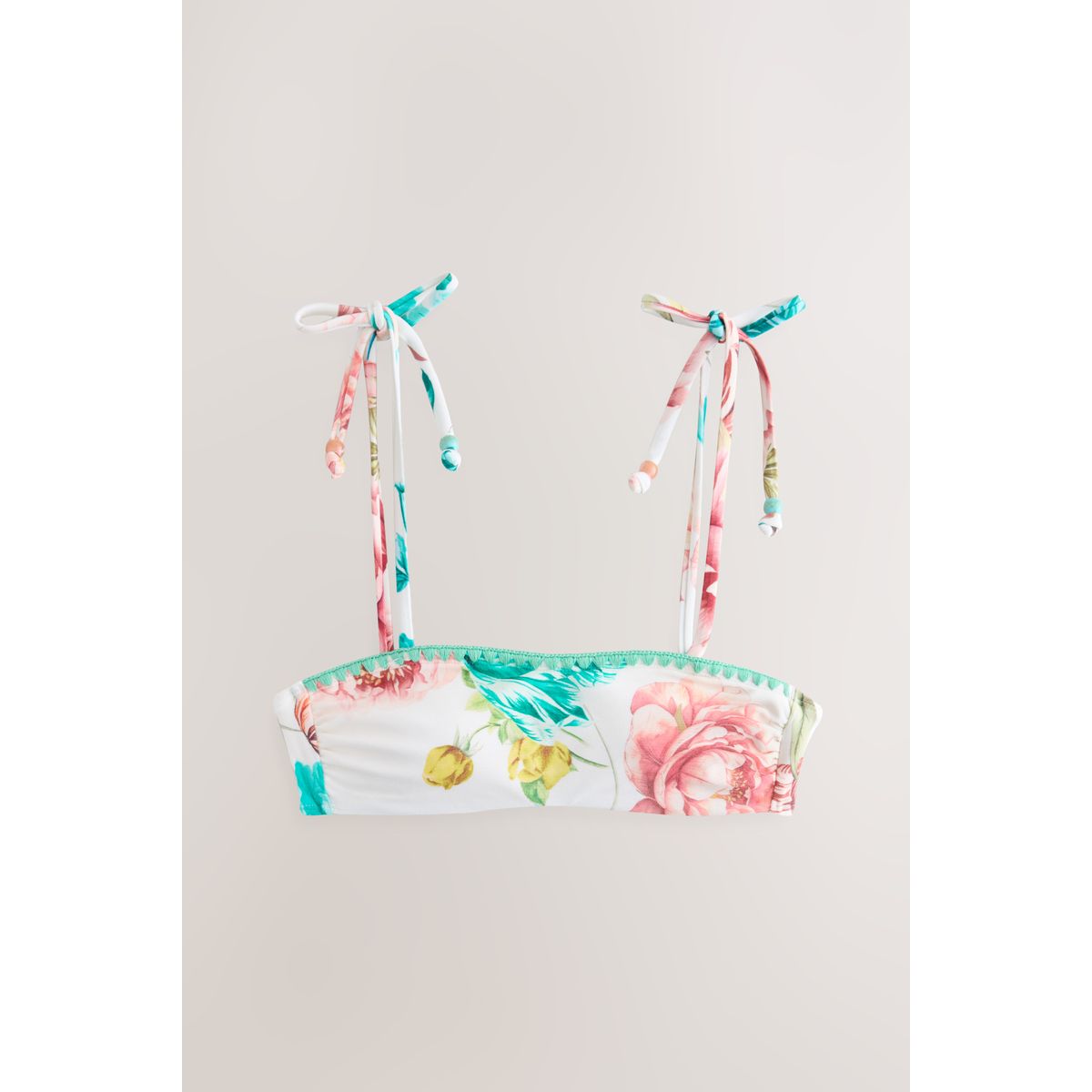 Haut de bikini en point surjet blanc/rose floral haute brillance, NEXT
