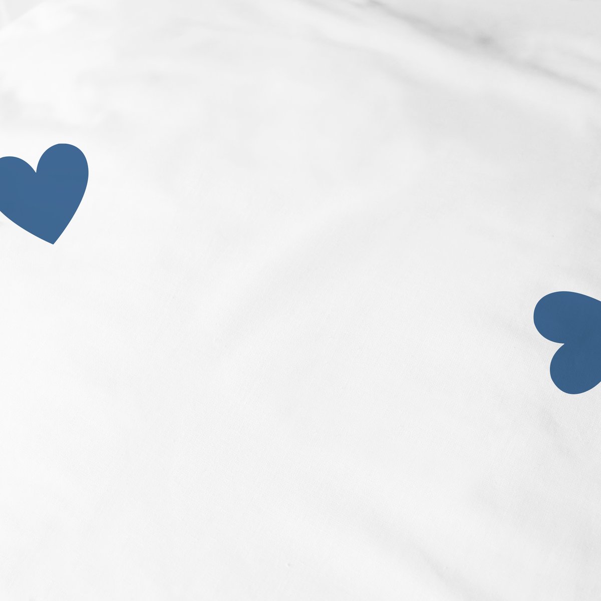 Drap-housse imprimé 100% coton, PLUIE DE COEURS blanc, bleu, MATT ET ROSE