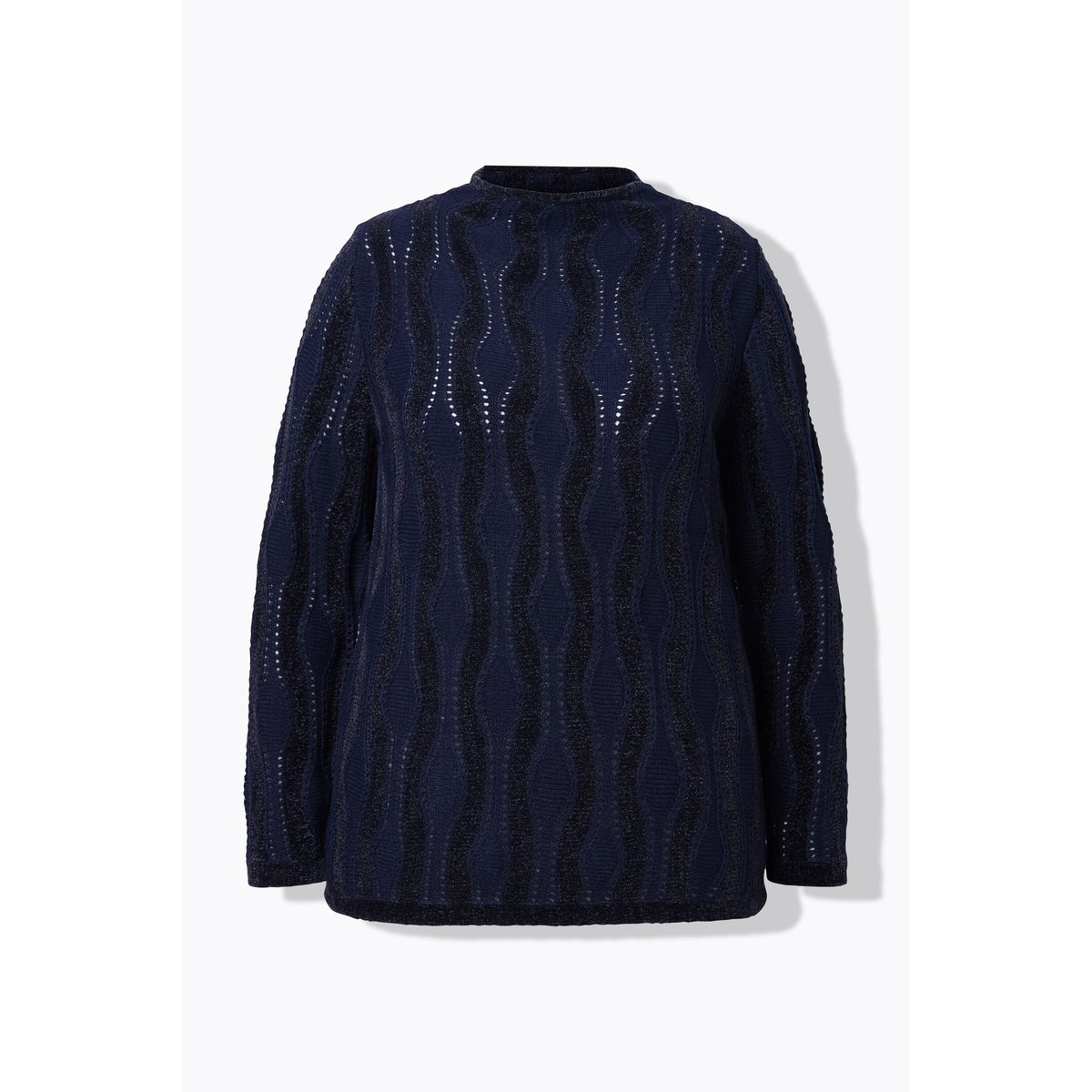 Pull col ras du cou et manches longues marine, ULLA POPKEN