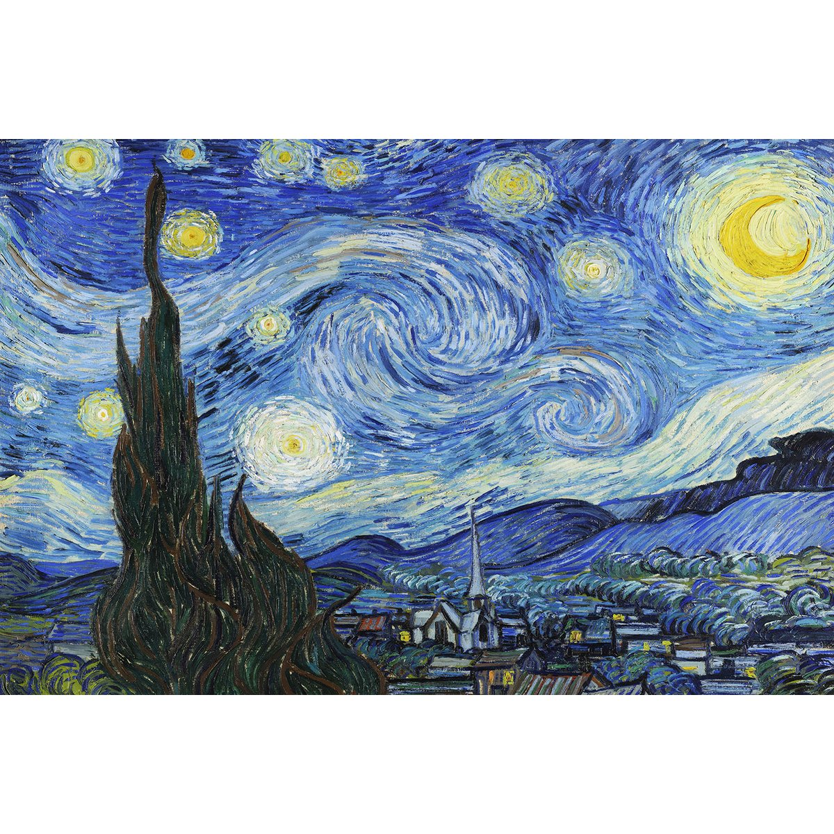 Tableau célèbre La Nuit Etoilée de Vincent Van Gogh tableau alu dibond, HEXOA