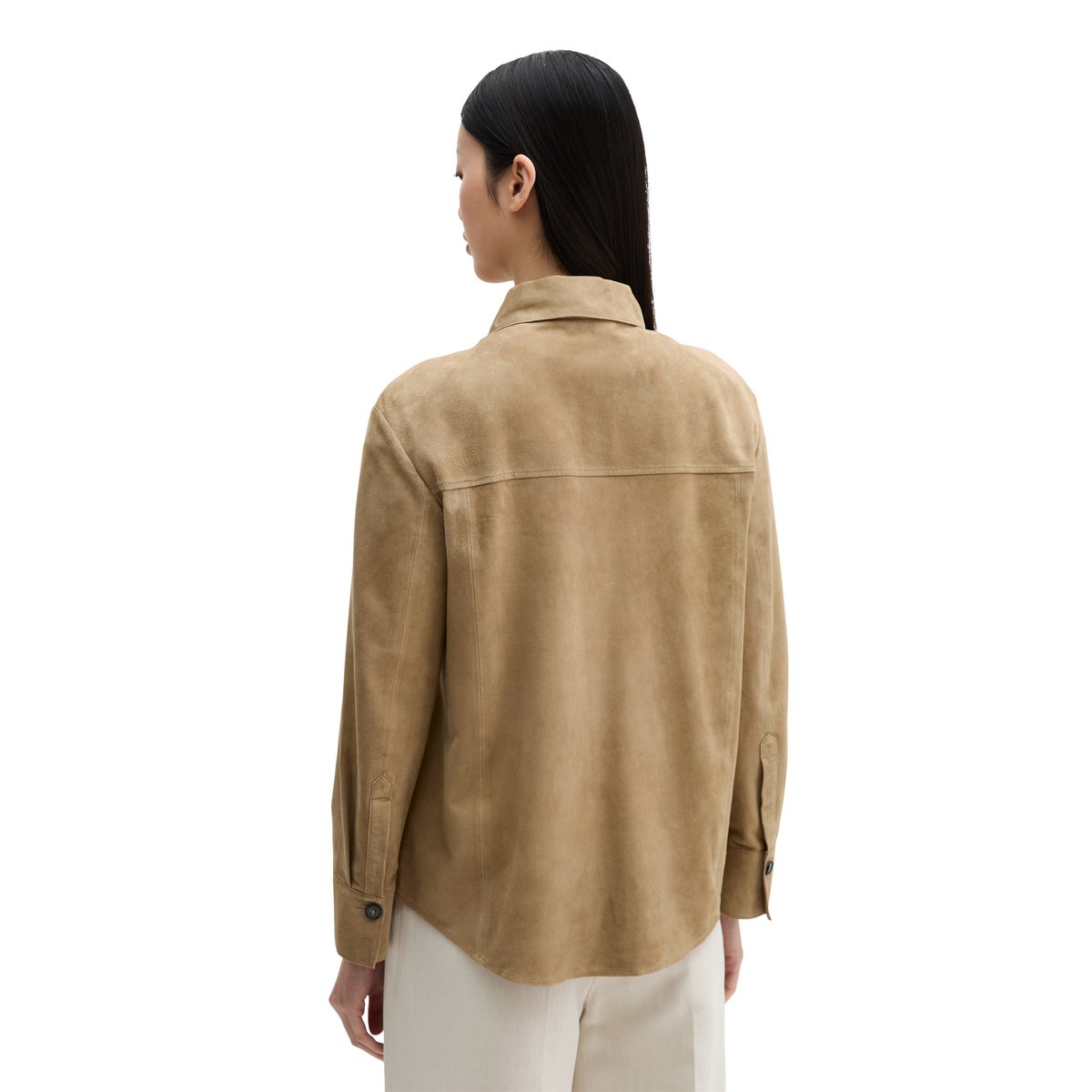 Survêtement en cuir régulier en cuir de chèvre velours doux marron, MARC O'POLO