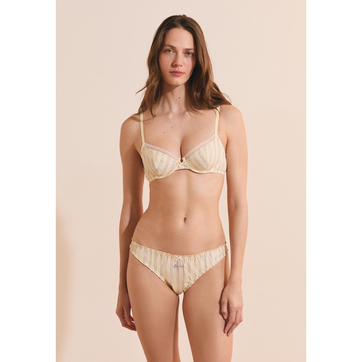 Soutien-gorge en coton à rayures BENICIO DAY jaune pale, ETAM