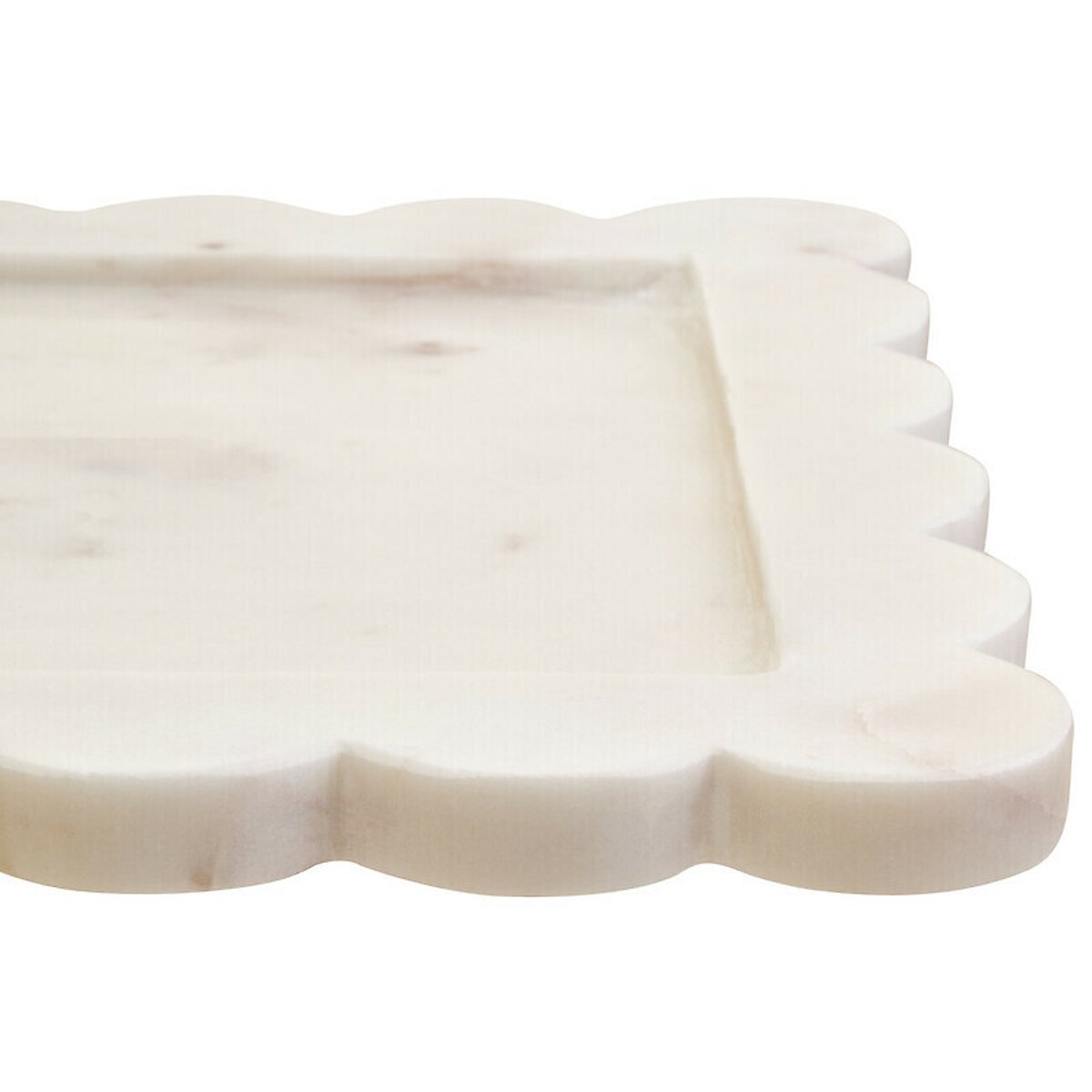 Large White Marble Square Tray with Scallop Edges white, FIFTY FIVE SOUTH