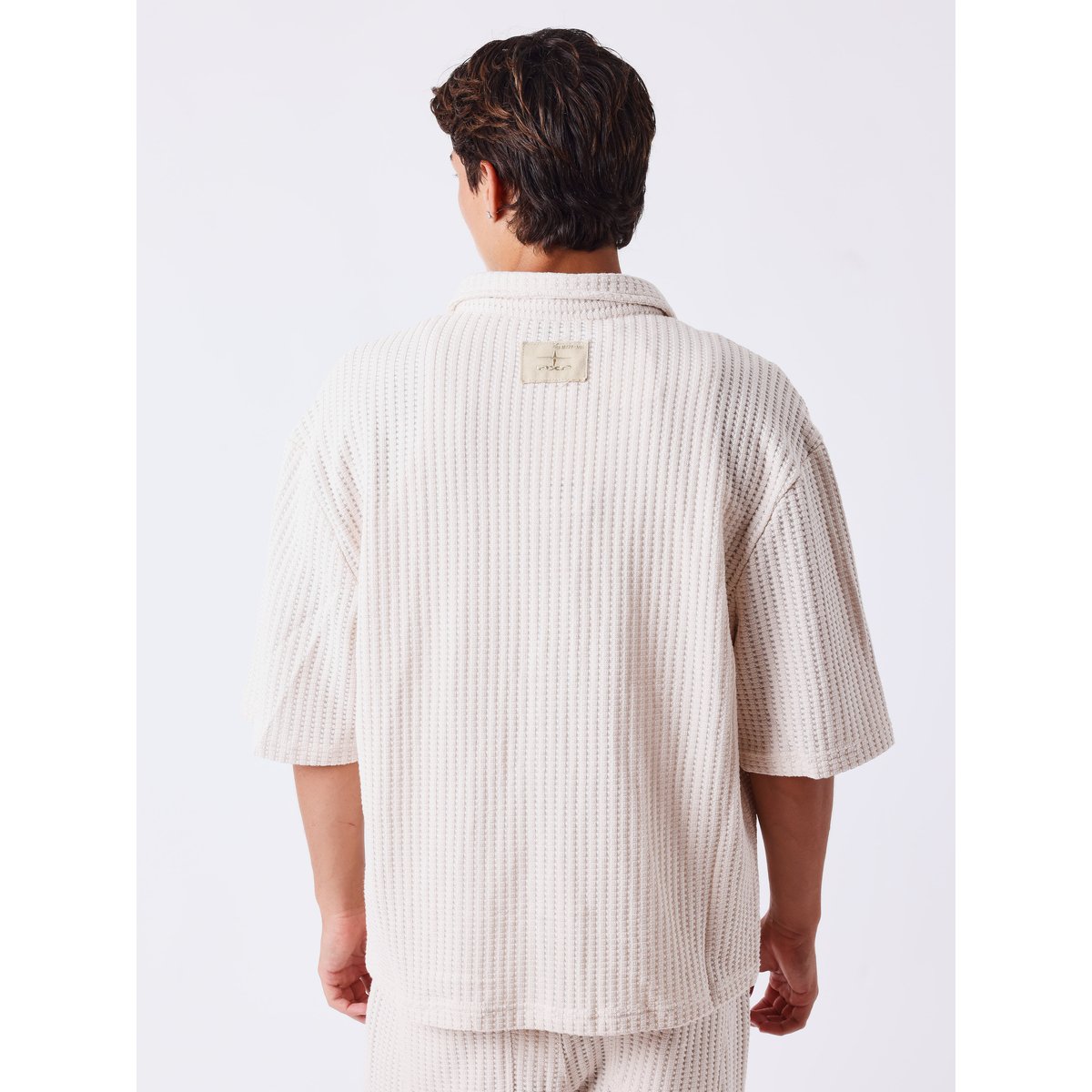 Chemise manches courtes Flower crème camel, PROJECT X