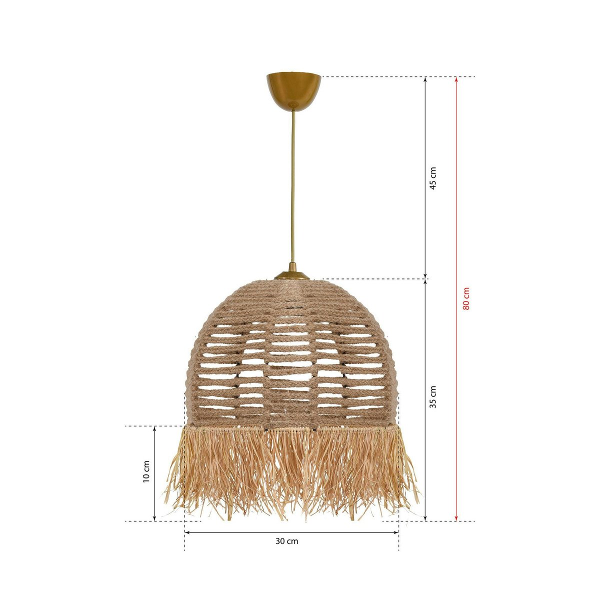 Suspension bohème durable avec corde et franges OLTEN beige, PIER IMPORT