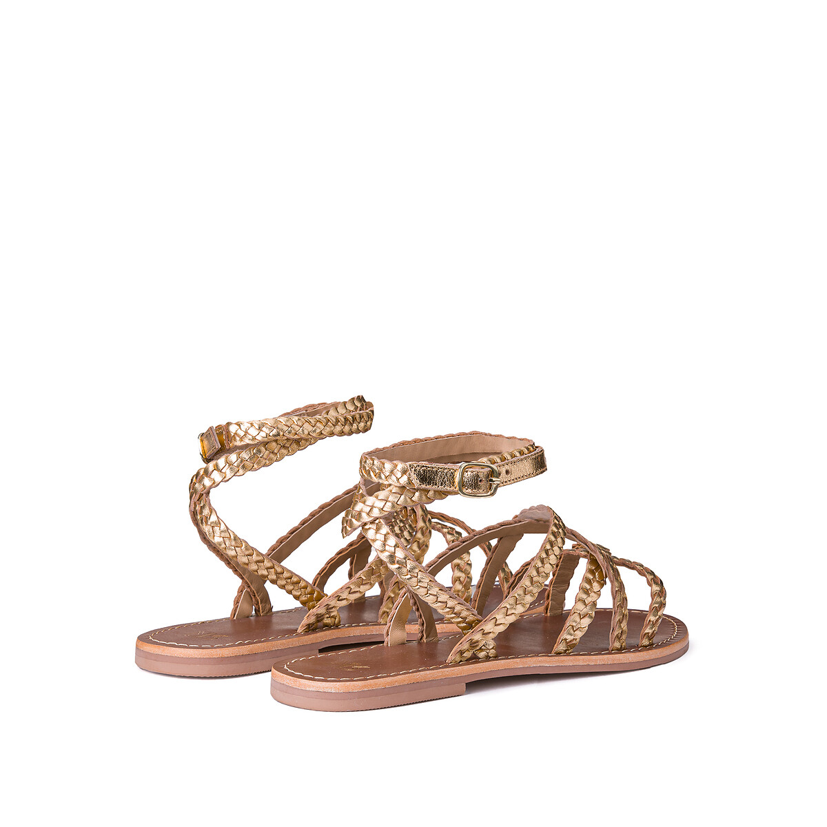 Sandales tressées en cuir Signatures  doré, LA REDOUTE COLLECTIONS