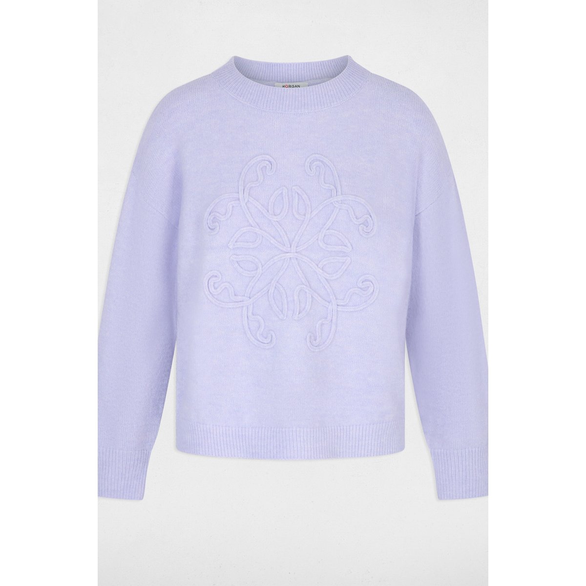 Pull col rond mauve, MORGAN