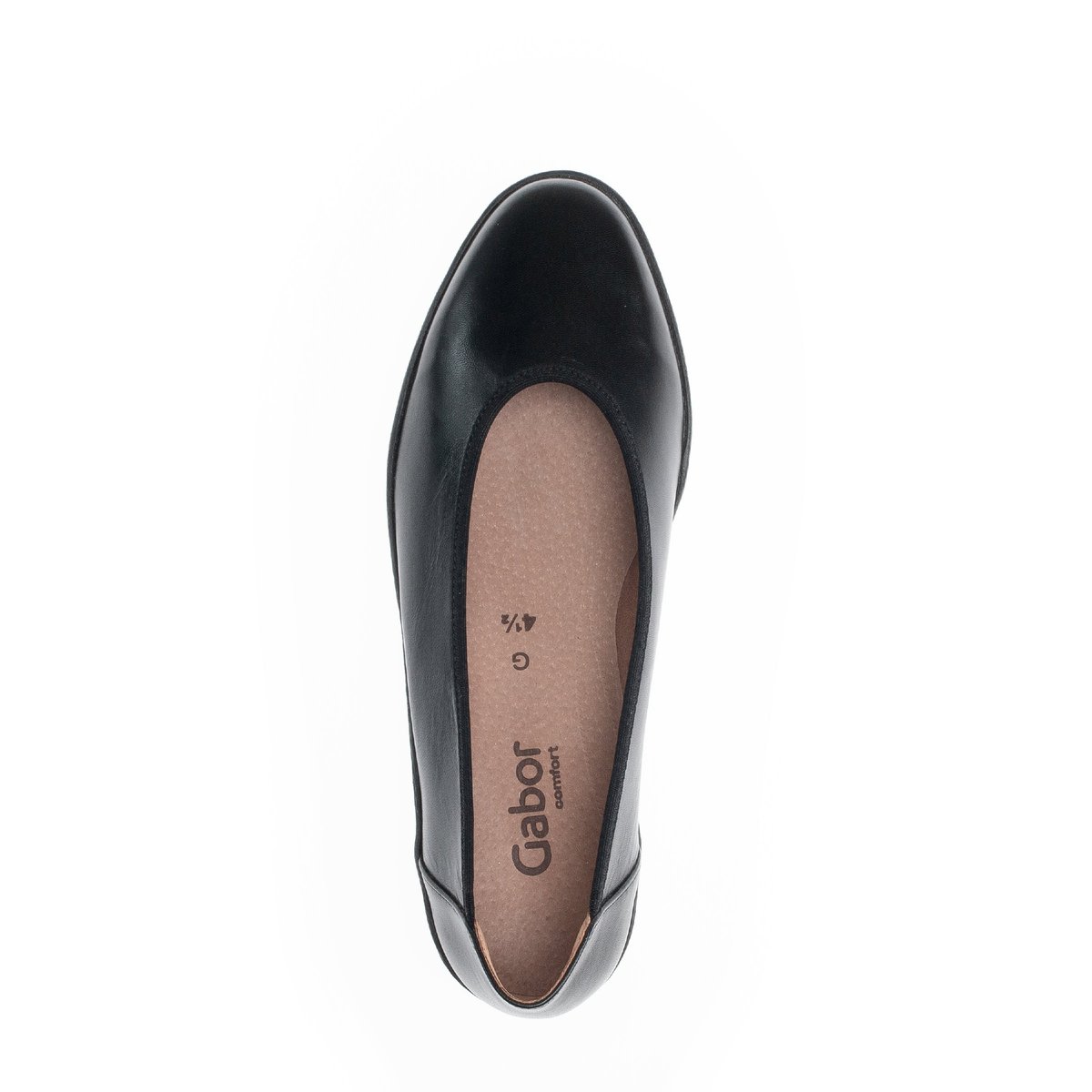 Ballerines en cuir lisse à talon compensé noir lisse, GABOR