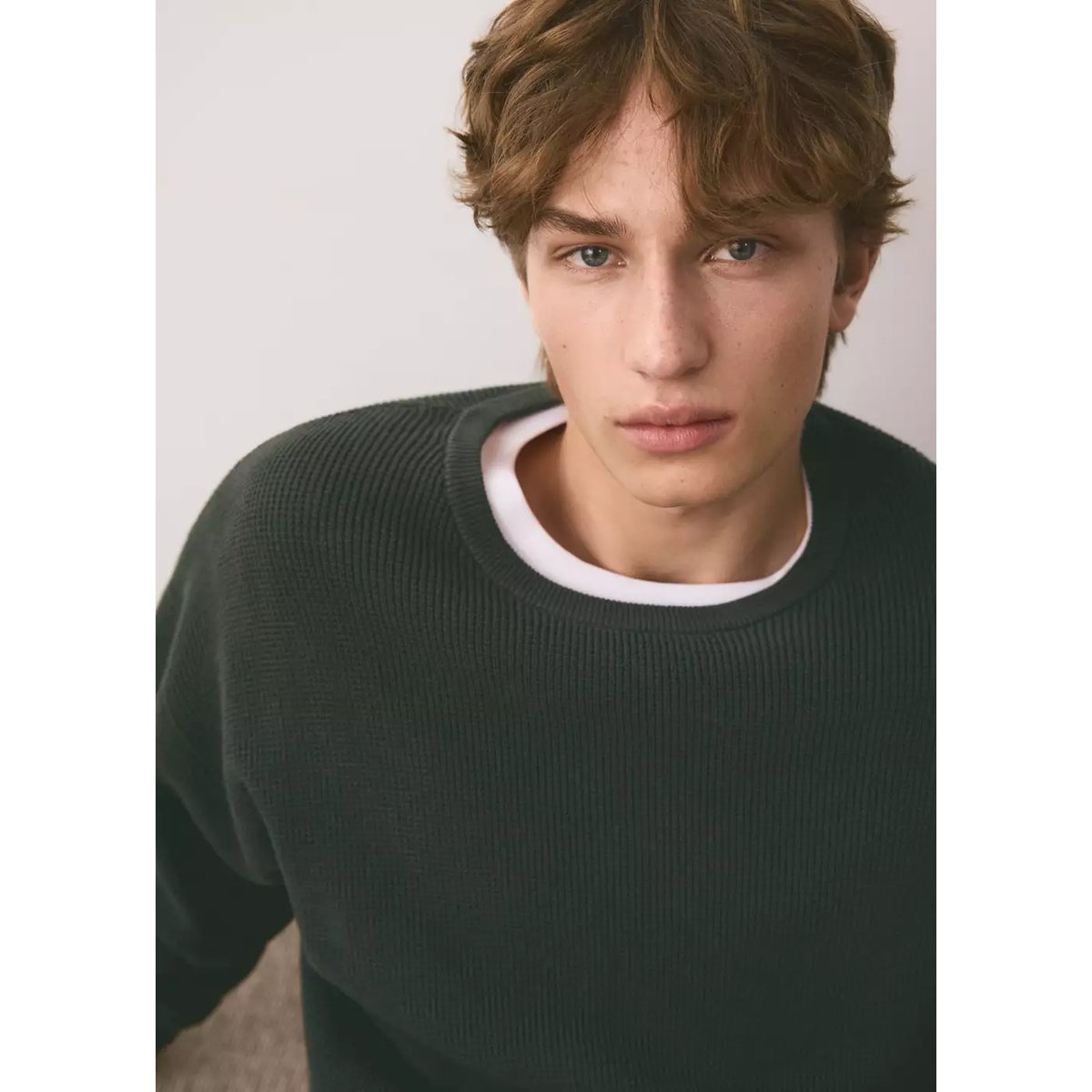 T-shirt en jersey de coton maille fine vert, MANGO TEEN