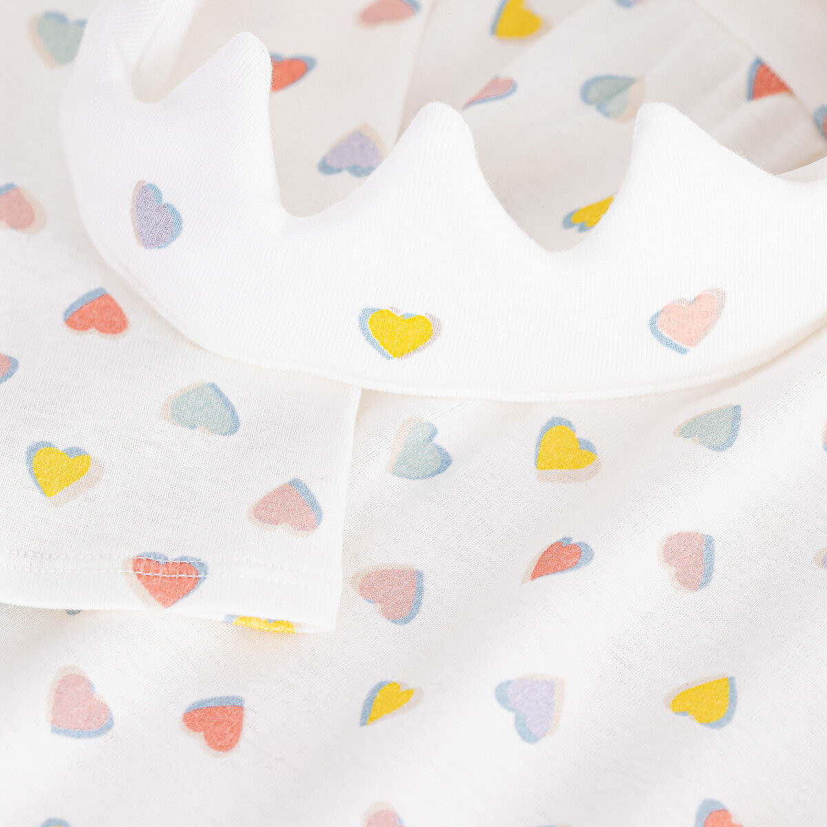 Chemise de nuit princesse avec diadème en coton imprimé fond blanc, PETIT BATEAU