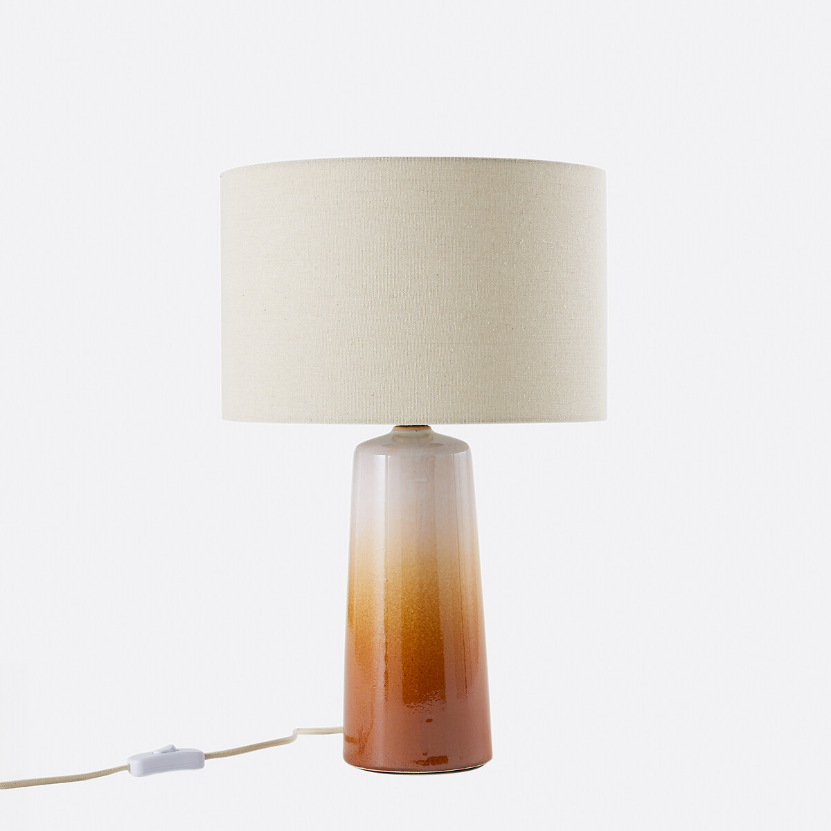 Lampe à poser céramique et lin hauteur 47 cm, Grezza caramel, LA REDOUTE INTERIEURS
