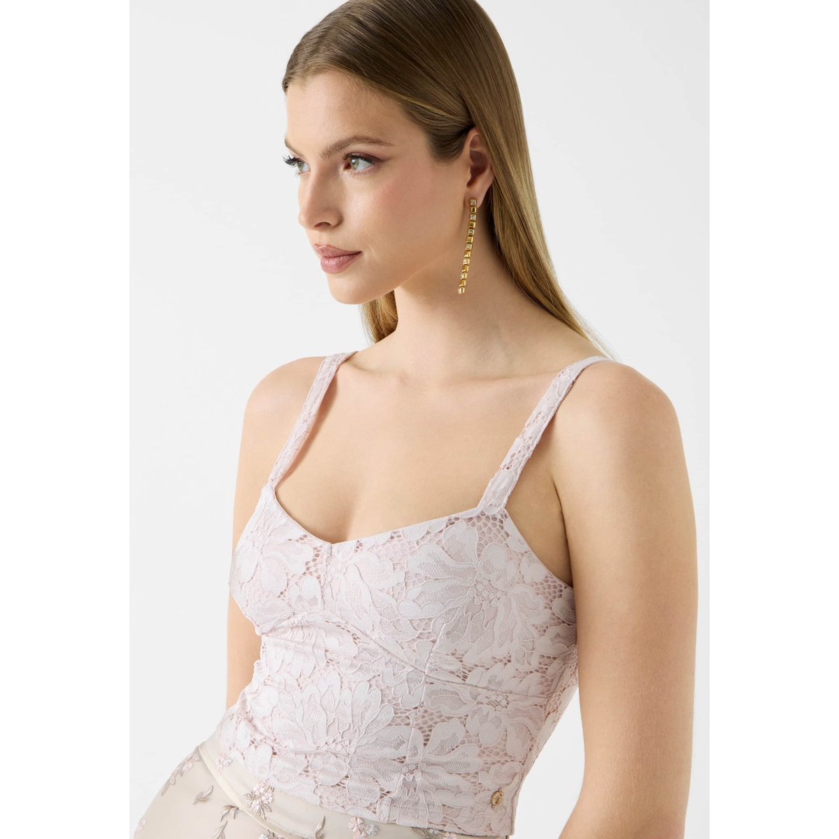 Top Court En Dentelle violet clair, GUESS