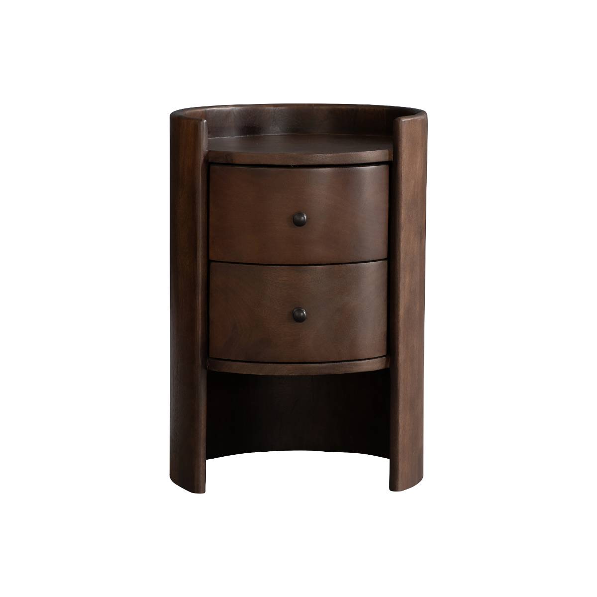 Table de chevet à tiroirs en bois de manguier MAORA bois foncé, MADE IN MEUBLES