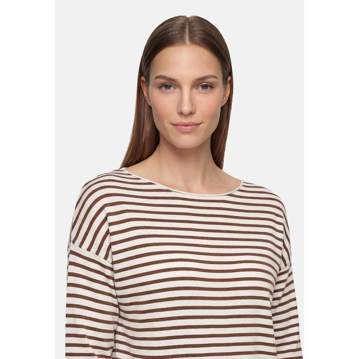 Pull-over en maille à encolure bateau patch cream/brown, BETTY BARCLAY