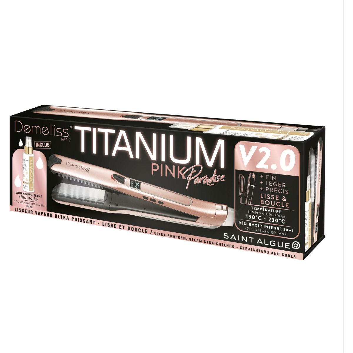 Lisseur vapeur Coffret demeliss titanium 2.0 rose couleur unique, SAINT ALGUE