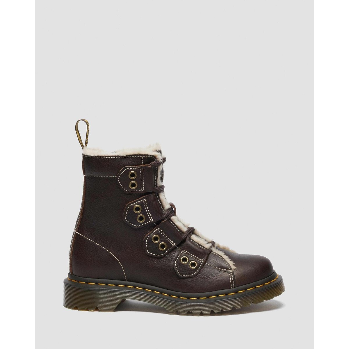 Stivaletti in pelle foderati 1460 Lace to Toe marrone scuro, DR. MARTENS