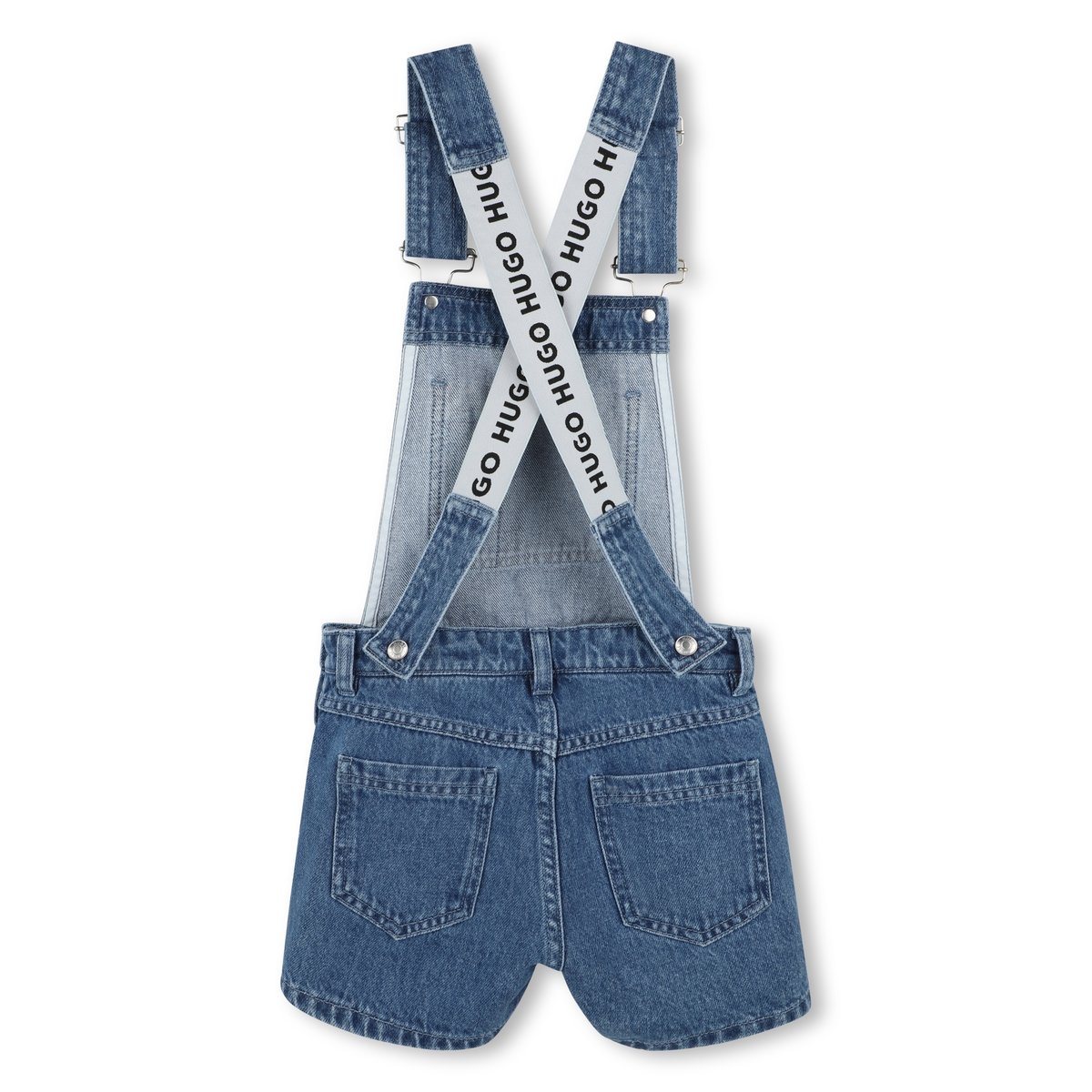Salopette short en jean denim blue, HUGO KIDSWEAR