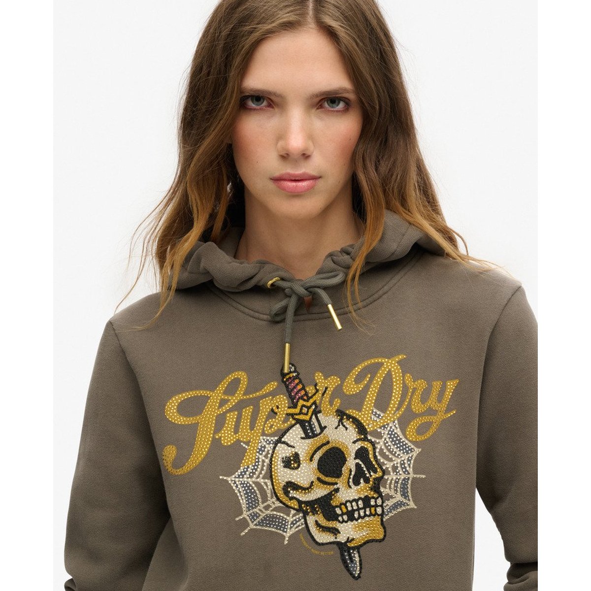 Sweat à capuche à motif Tattoo Script gris ardoise foncé, SUPERDRY
