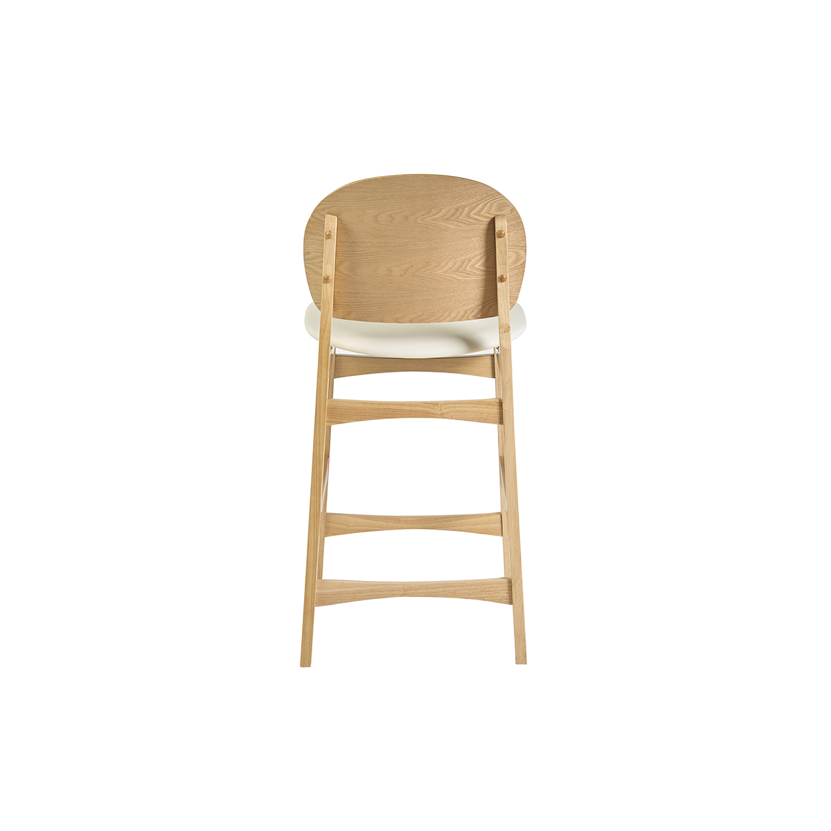 Tabourets scandinaves en bois clair frêne et blanc H68 cm (lot de 2) ELTON blanc, MILIBOO