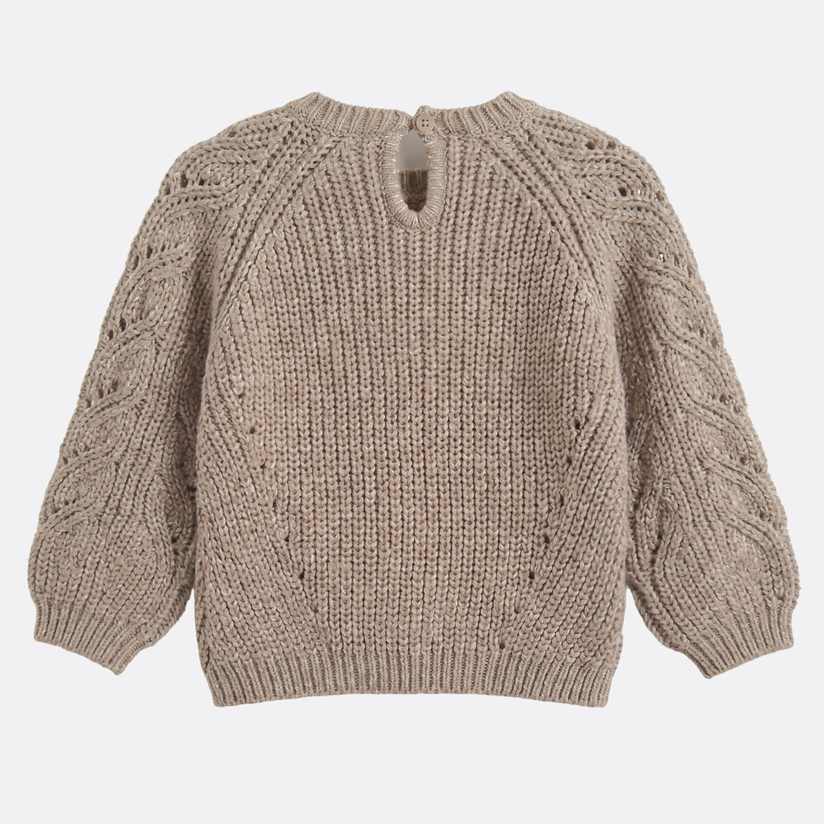 Pull col rond en grosse maille beige, LA REDOUTE COLLECTIONS