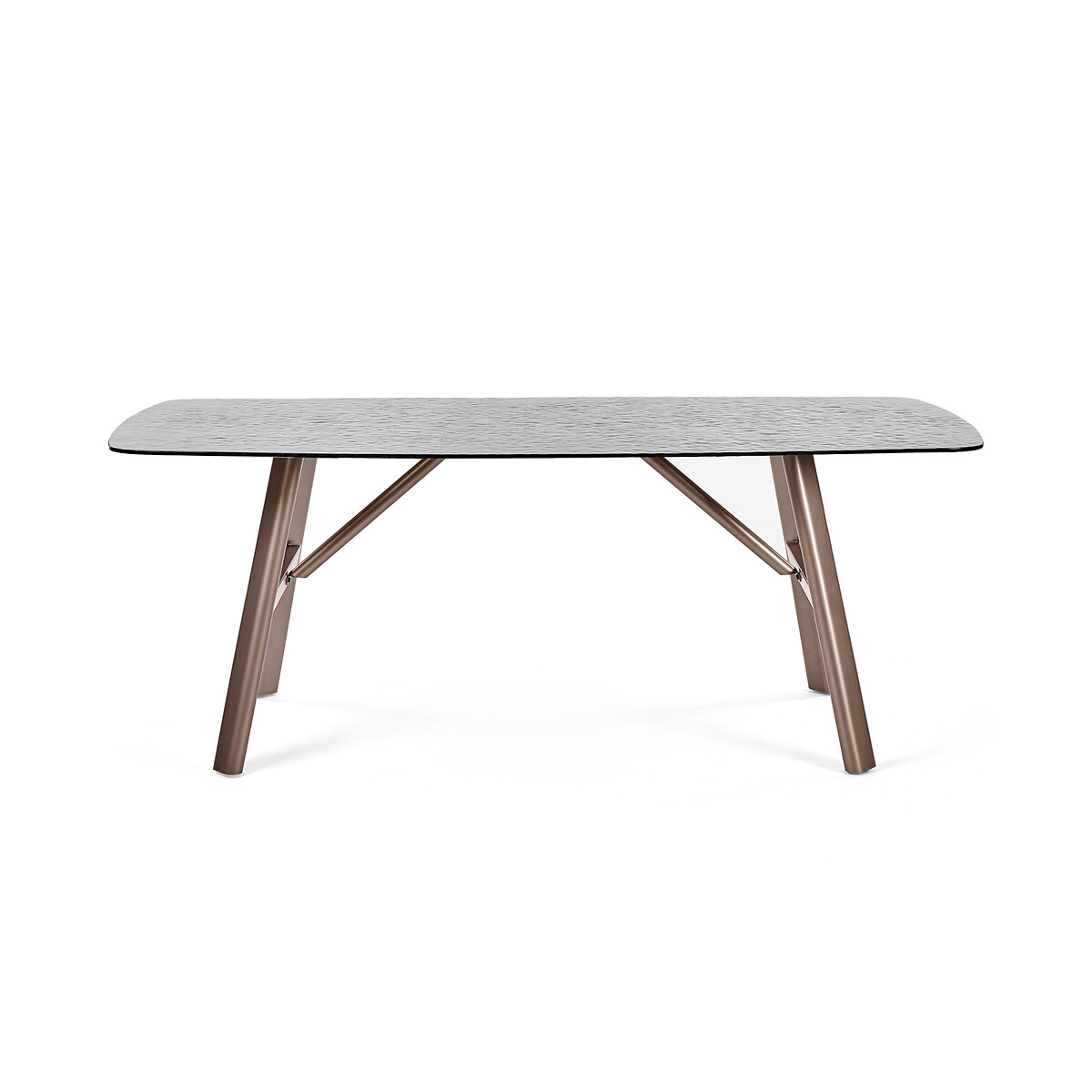 Ciro Rectangular Bubble Glass Dining Table taupe, SO'HOME