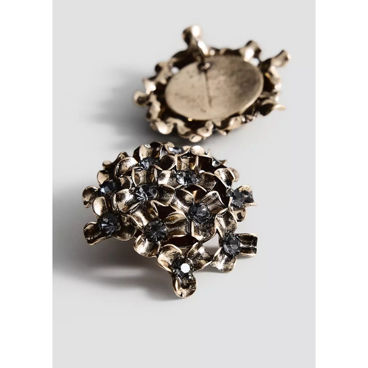 Boucles d'oreilles fleurs perles gris, MANGO