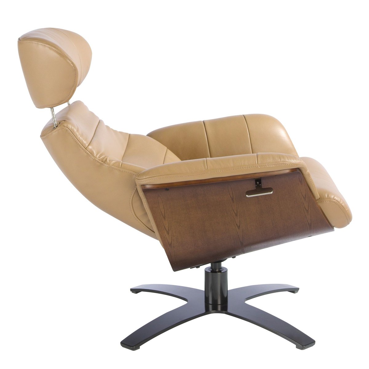 Fauteuil pivotant en cuir sable | gris anthracite, ANGEL CERDA
